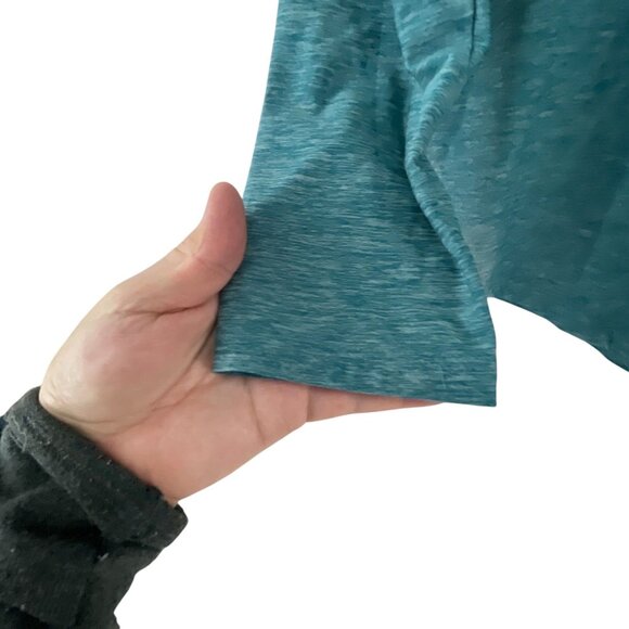 New Balance Women Long-Sleeve Athletic Quarter-Zip Pullover Shirt  L Teal Workou - Picture 4 of 7